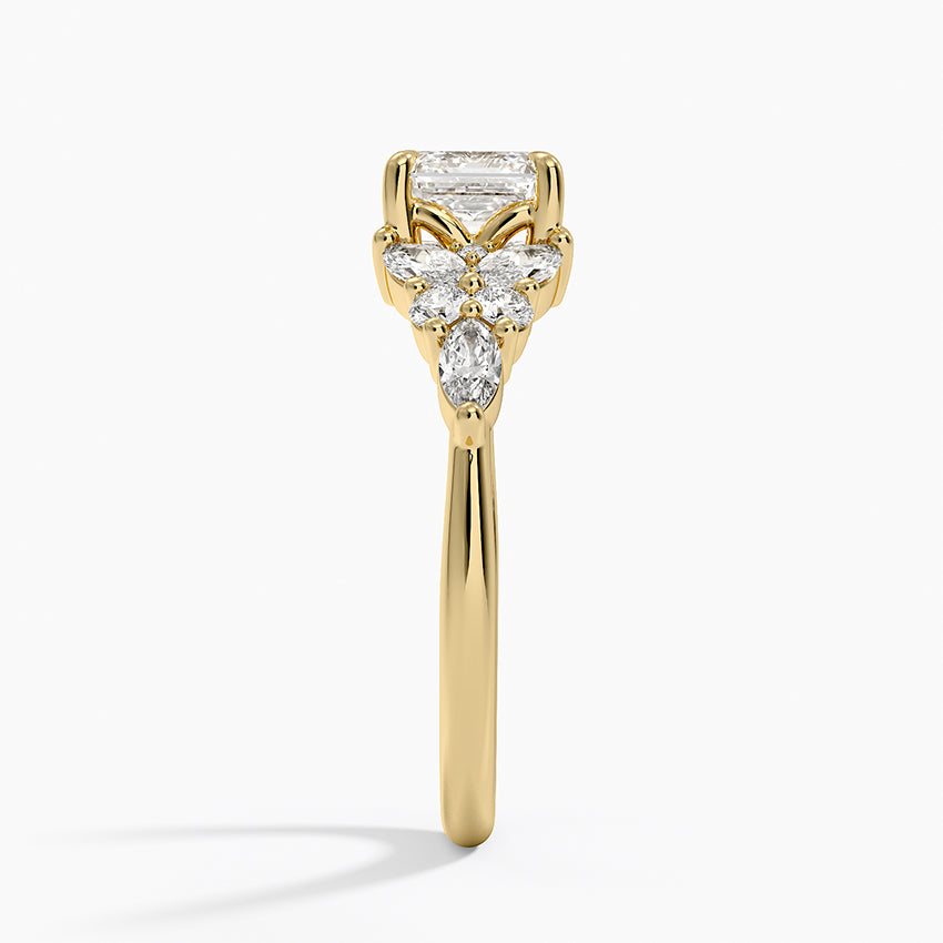 Nadia Taper Diamond Ring Yellow Gold 18k Asscher Engagement Ring