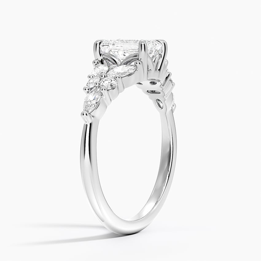 Nadia Taper Diamond Ring Platinum Emerald Engagement Ring