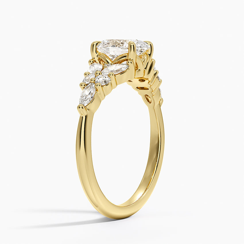 Nadia Taper Diamond Ring Yellow Gold 18k Oval Engagement Ring