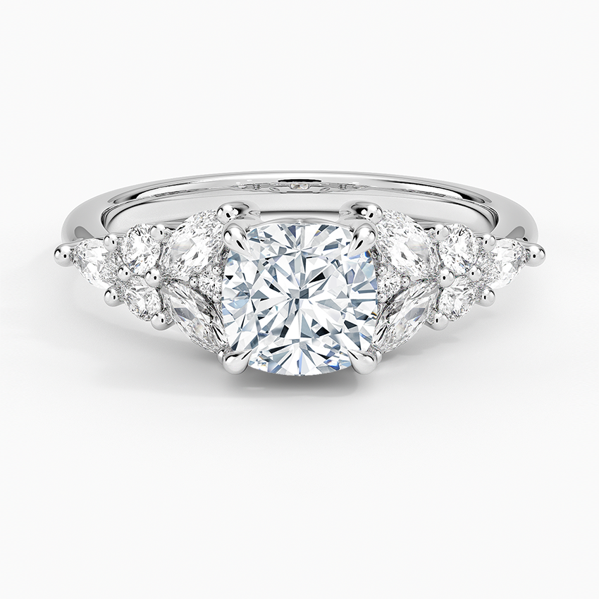 Nadia Taper Diamond Ring Platinum Cushion Engagement Ring