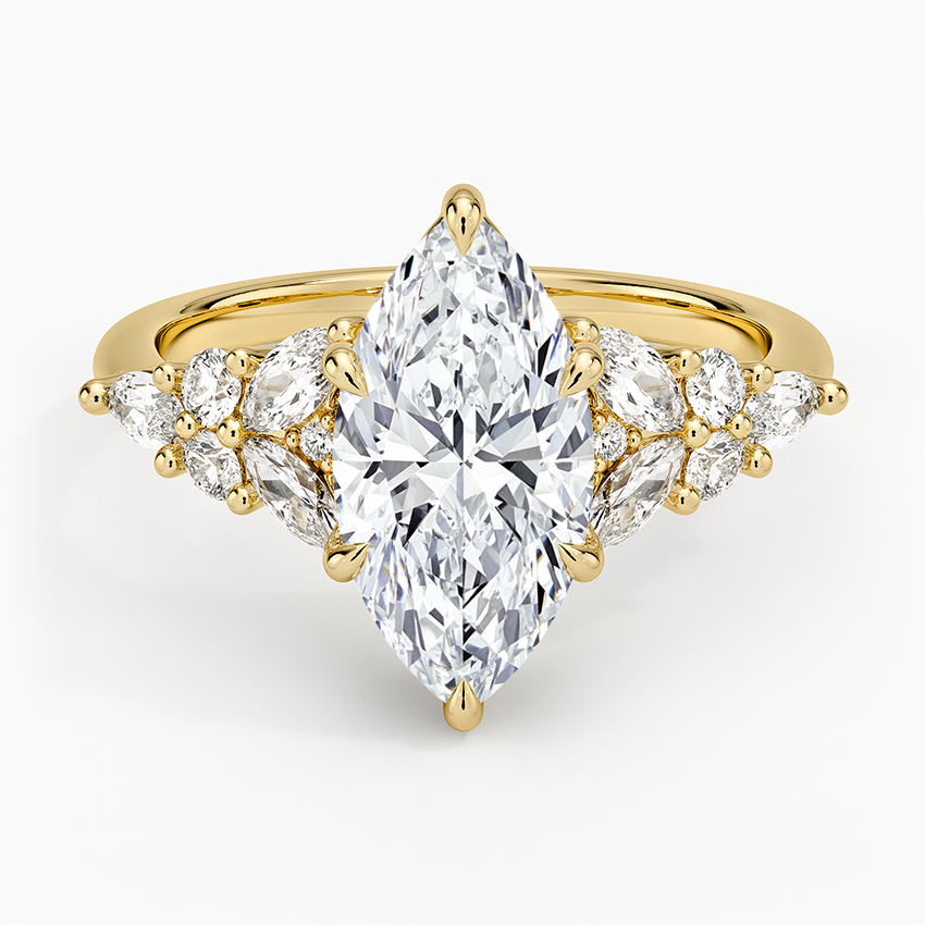 Nadia Taper Diamond Ring Yellow Gold 18k Marquise Engagement Ring