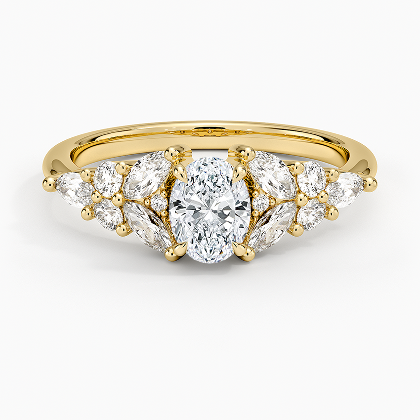 Nadia Taper Diamond Ring Yellow Gold 18k Oval Engagement Ring