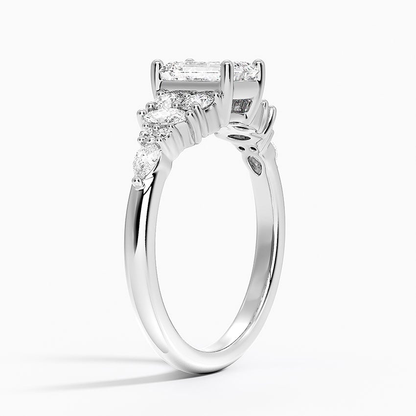 Jacqueline Diamond Ring Platinum Emerald Engagement Ring
