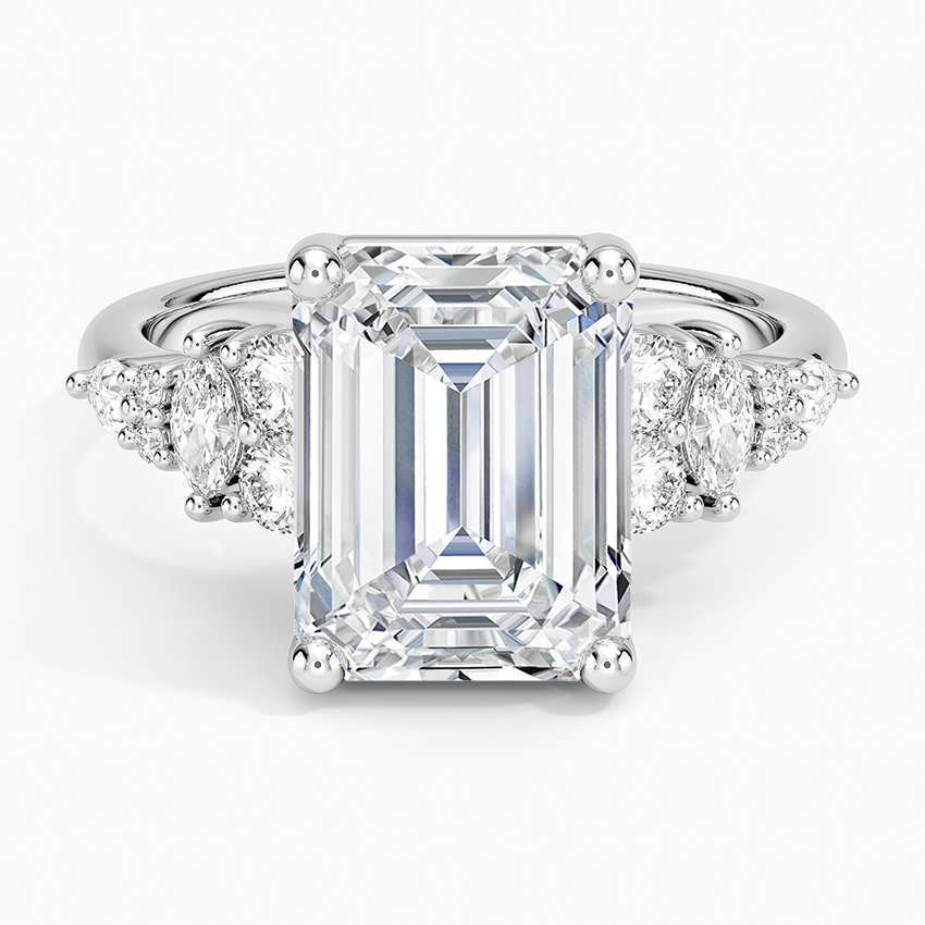 Jacqueline Diamond Ring Platinum Emerald Engagement Ring