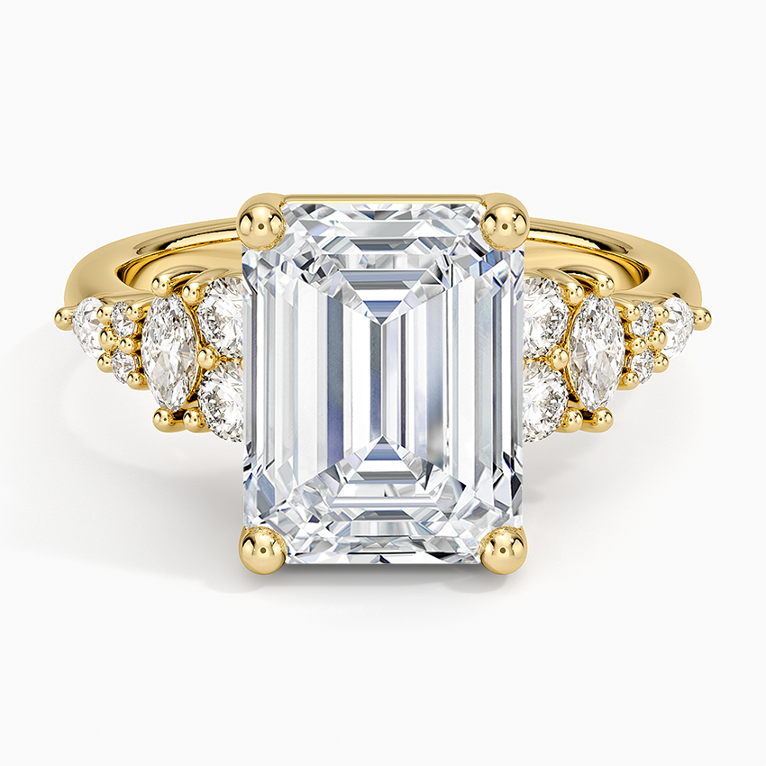 Jacqueline Diamond Ring Yellow Gold 18k Emerald Engagement Ring