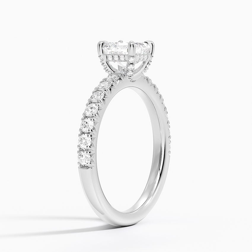 Olympia Half Coverage Diamond Ring Platinum Asscher Engagement Ring
