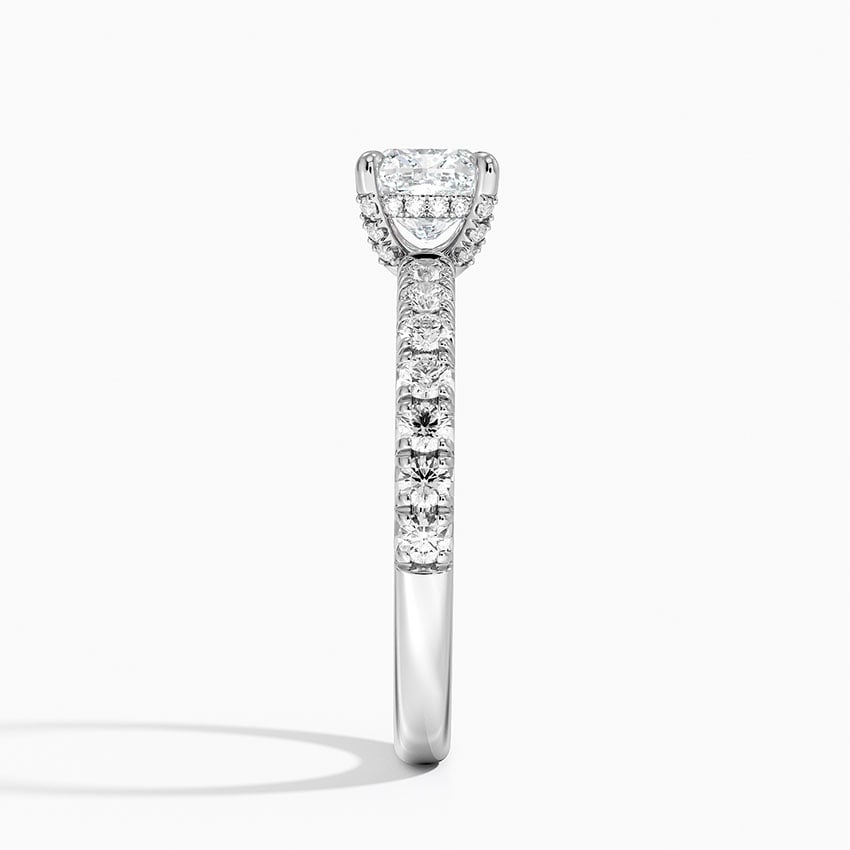 Olympia Half Coverage Diamond Ring Platinum Cushion Engagement Ring