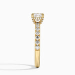 Olympia Half Coverage Diamond Ring Yellow Gold 18k Cushion Engagement Ring