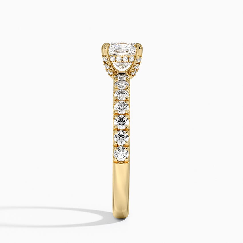 Olympia Half Coverage Diamond Ring Yellow Gold 18k Cushion Engagement Ring