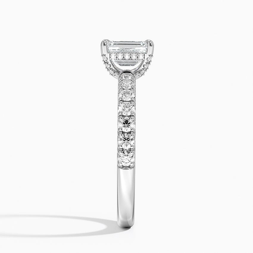 Olympia Half Coverage Diamond Ring Platinum Emerald Engagement Ring