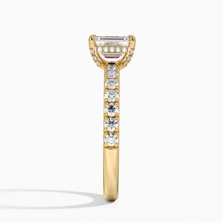 Olympia Half Coverage Diamond Ring Yellow Gold 18k Emerald Engagement Ring