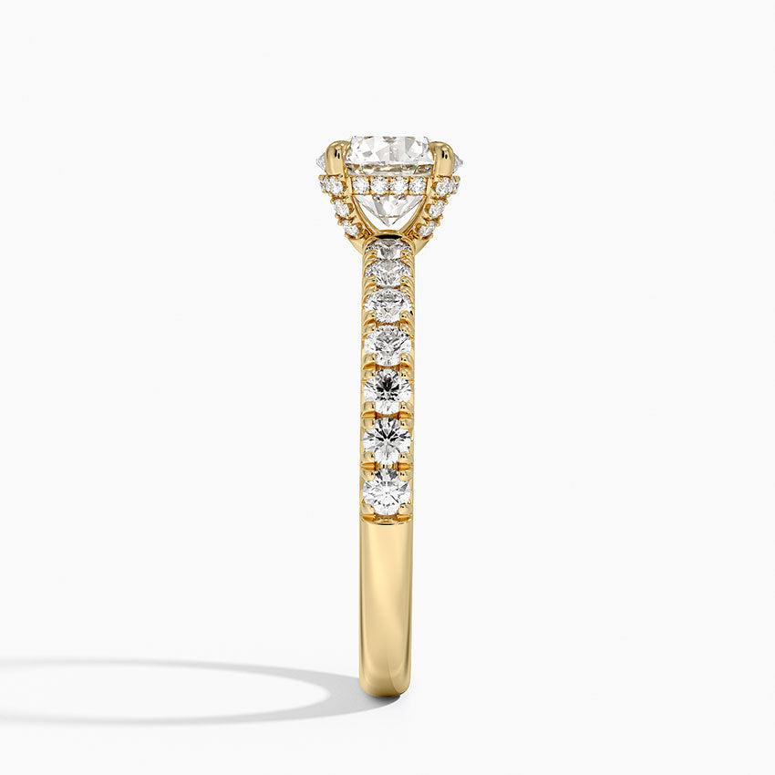 Olympia Half Coverage Diamond Ring Yellow Gold 18k Round Engagement Ring