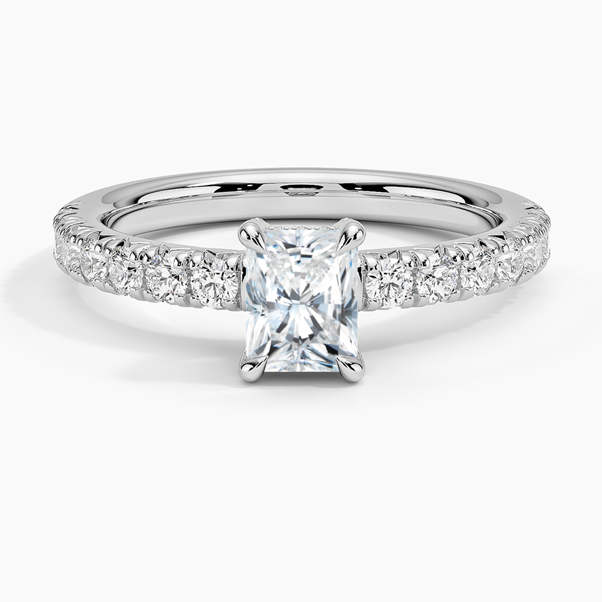Olympia Half Coverage Diamond Ring Platinum Radiant Engagement Ring