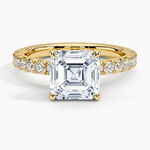 Olympia Half Coverage Diamond Ring Yellow Gold 18k Asscher Engagement Ring