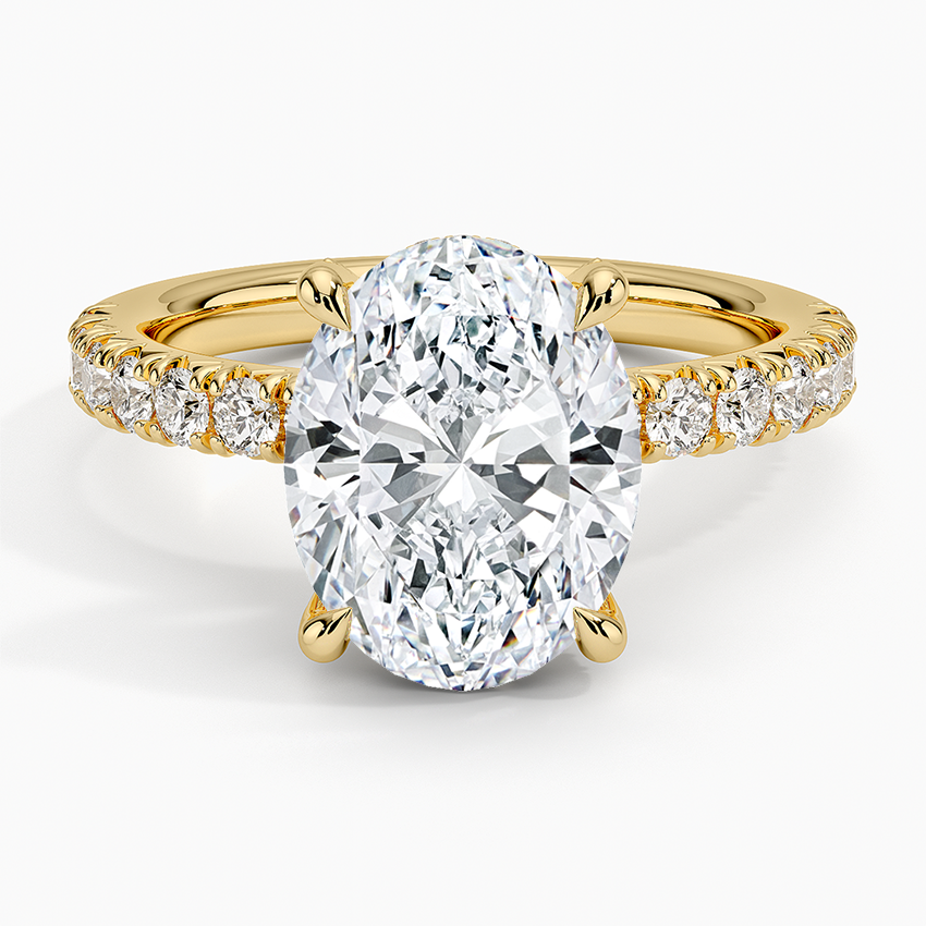 Olympia Half Coverage Diamond Ring Yellow Gold 18k Oval Engagement Ring