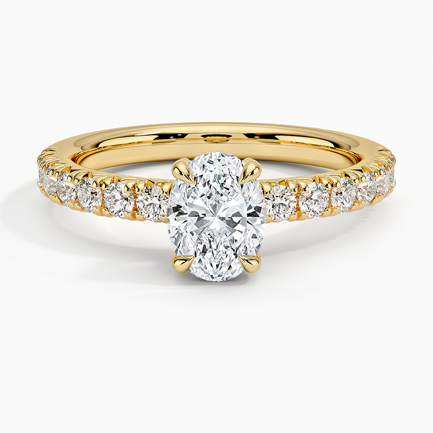 Olympia Three-Quarter Coverage Diamond Ring Yellow Gold 18k Oval Engagement Ring