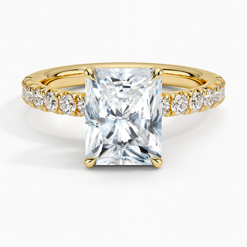 Olympia Half Coverage Diamond Ring Yellow Gold 18k Radiant Engagement Ring