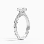 Grove Perfect Fit Engraved Diamond Ring (1/10 ct. tw.) Platinum Asscher Engagement Ring