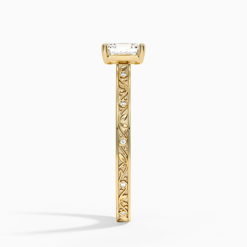 Grove Perfect Fit Engraved Diamond Ring (1/10 ct. tw.) Yellow Gold 18k Asscher Engagement Ring