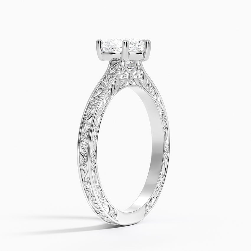 Grove Perfect Fit Engraved Diamond Ring (1/10 ct. tw.) Platinum Heart Engagement Ring