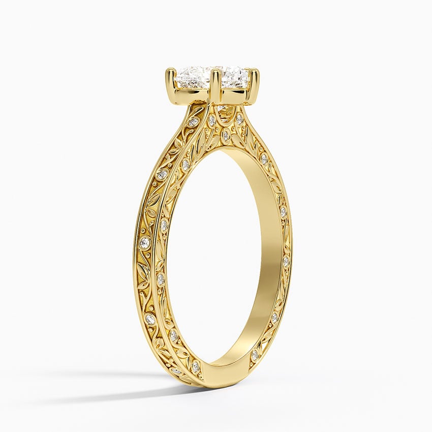 Grove Perfect Fit Engraved Diamond Ring (1/10 ct. tw.) Yellow Gold 18k Heart Engagement Ring
