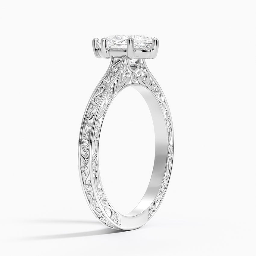 Grove Perfect Fit Engraved Diamond Ring (1/10 ct. tw.) Platinum Pear Engagement Ring