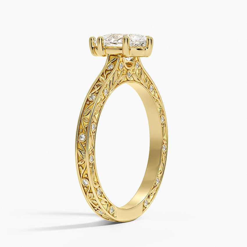 Grove Perfect Fit Engraved Diamond Ring (1/10 ct. tw.) Yellow Gold 18k Pear Engagement Ring