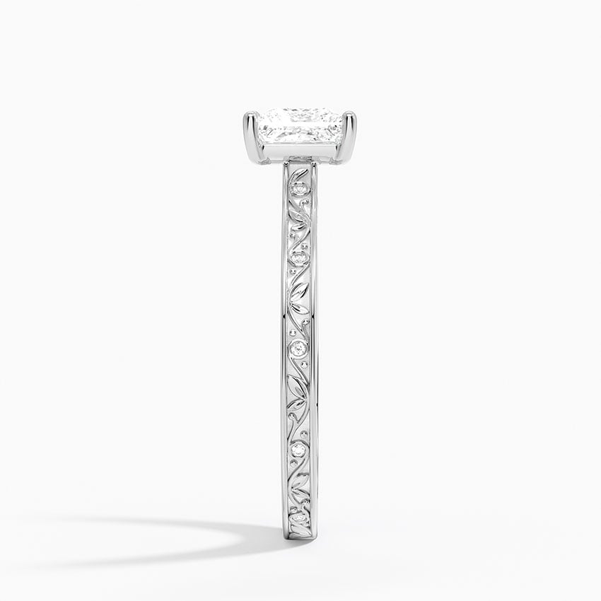 Grove Perfect Fit Engraved Diamond Ring (1/10 ct. tw.) Platinum Princess Engagement Ring