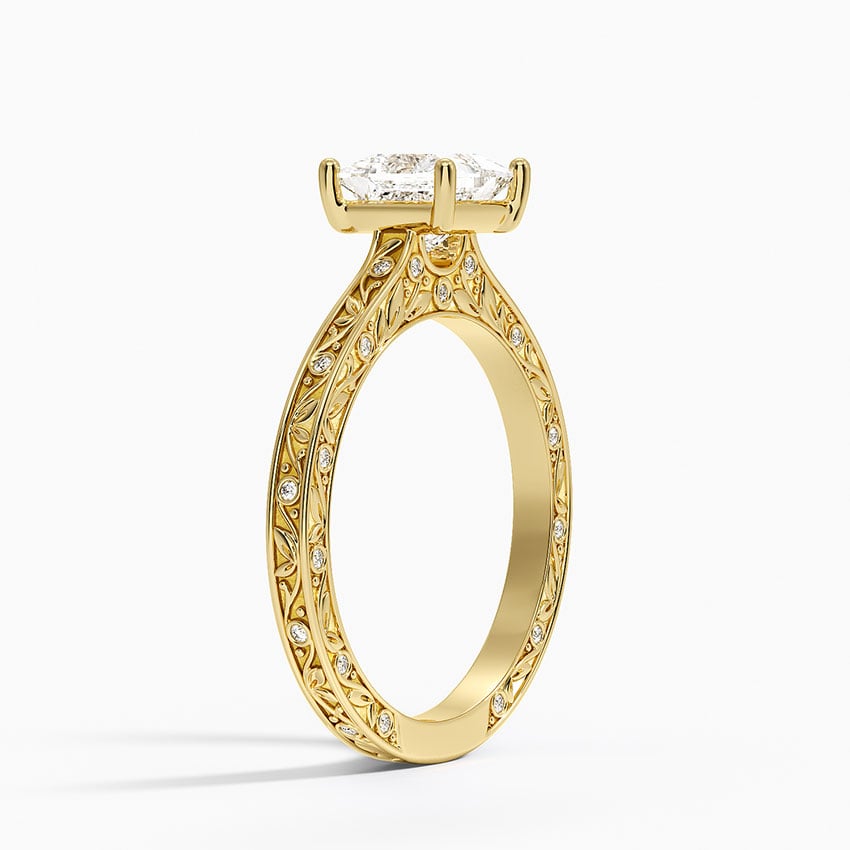 Grove Perfect Fit Engraved Diamond Ring (1/10 ct. tw.) Yellow Gold 18k Princess Engagement Ring