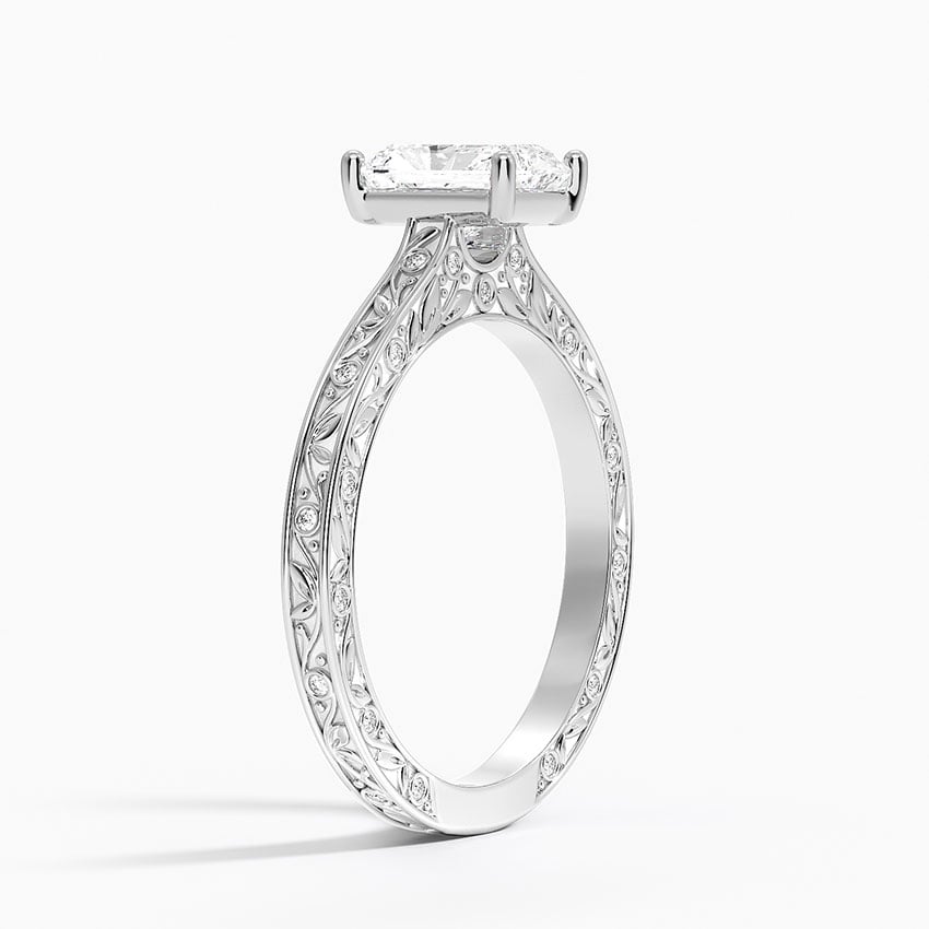 Grove Perfect Fit Engraved Diamond Ring (1/10 ct. tw.) Platinum Radiant Engagement Ring
