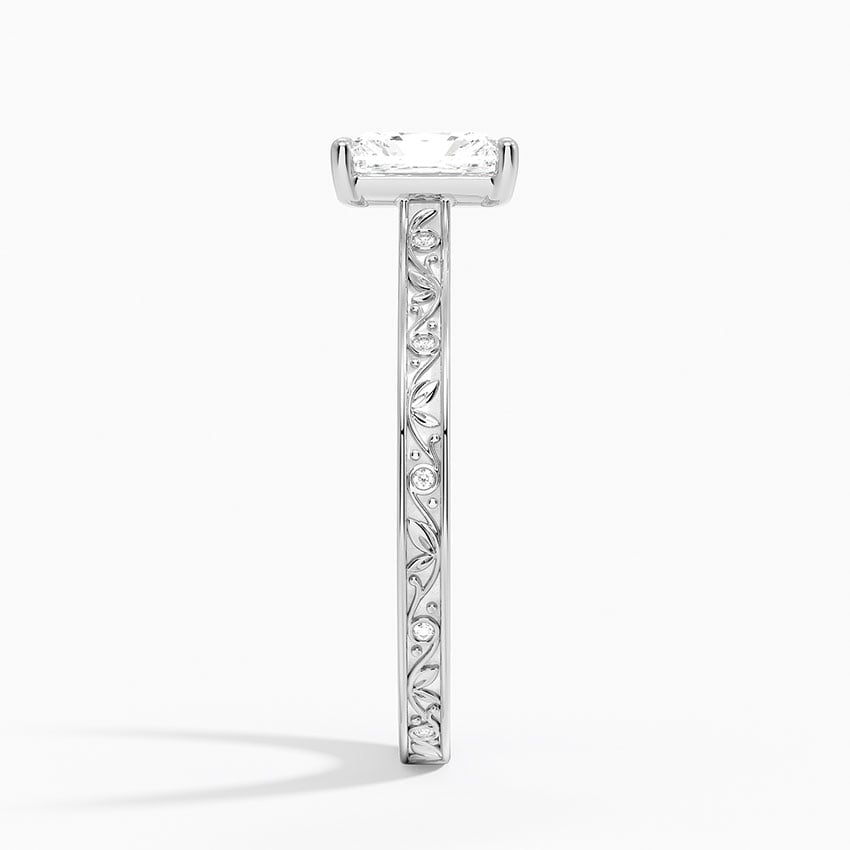 Grove Perfect Fit Engraved Diamond Ring (1/10 ct. tw.) Platinum Radiant Engagement Ring