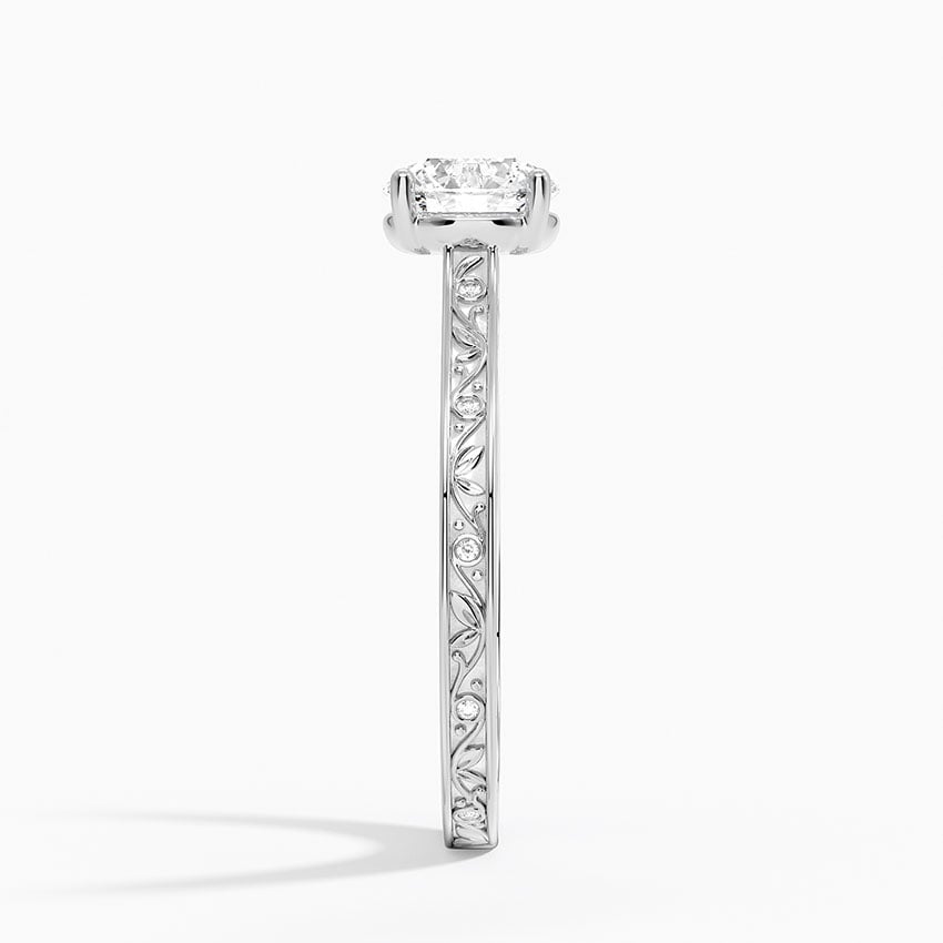 Grove Perfect Fit Engraved Diamond Ring (1/10 ct. tw.) Platinum Round Engagement Ring