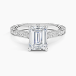 Grove Perfect Fit Engraved Diamond Ring (1/10 ct. tw.) Platinum Emerald Engagement Ring