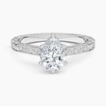 Grove Perfect Fit Engraved Diamond Ring (1/10 ct. tw.) Platinum Pear Engagement Ring