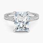 Grove Perfect Fit Engraved Diamond Ring (1/10 ct. tw.) Platinum Radiant Engagement Ring
