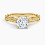 Grove Perfect Fit Engraved Diamond Ring (1/10 ct. tw.) Yellow Gold 18k Cushion Engagement Ring