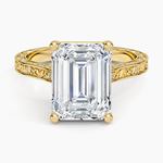 Grove Perfect Fit Engraved Diamond Ring (1/10 ct. tw.) Yellow Gold 18k Emerald Engagement Ring