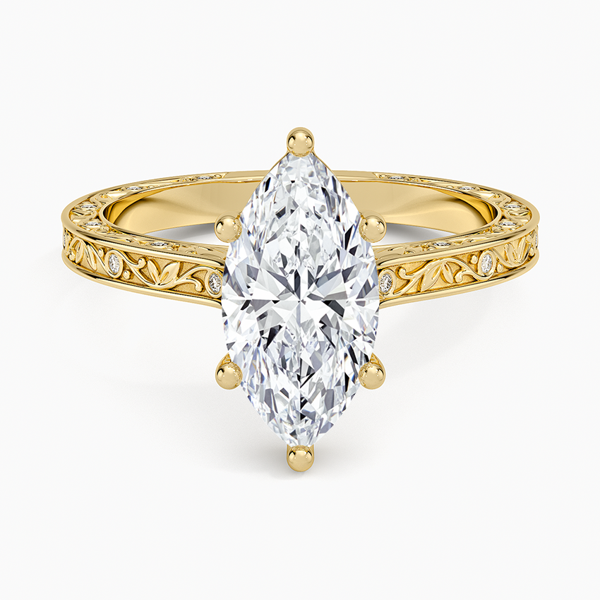 Grove Perfect Fit Engraved Diamond Ring (1/10 ct. tw.) Yellow Gold 18k Marquise Engagement Ring
