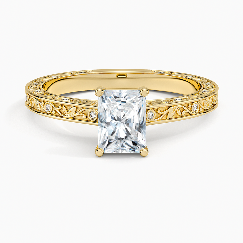 Grove Perfect Fit Engraved Diamond Ring (1/10 ct. tw.) Yellow Gold 18k Radiant Engagement Ring