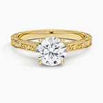 Grove Perfect Fit Engraved Diamond Ring (1/10 ct. tw.) Yellow Gold 18k Round Engagement Ring