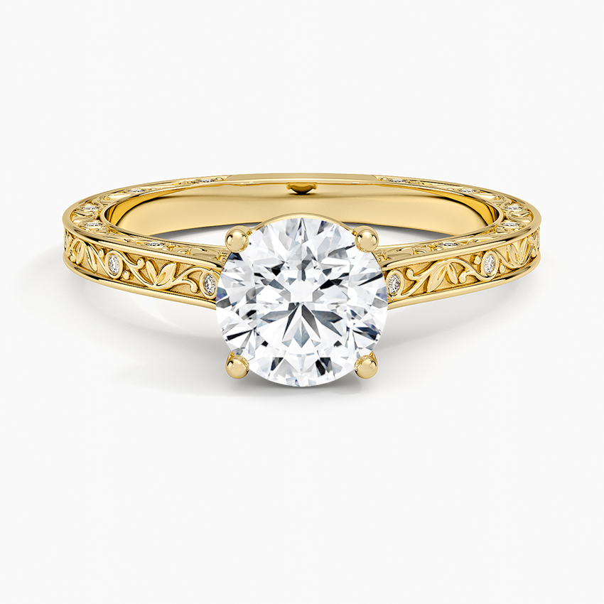 Grove Perfect Fit Engraved Diamond Ring (1/10 ct. tw.) Yellow Gold 18k Round Engagement Ring