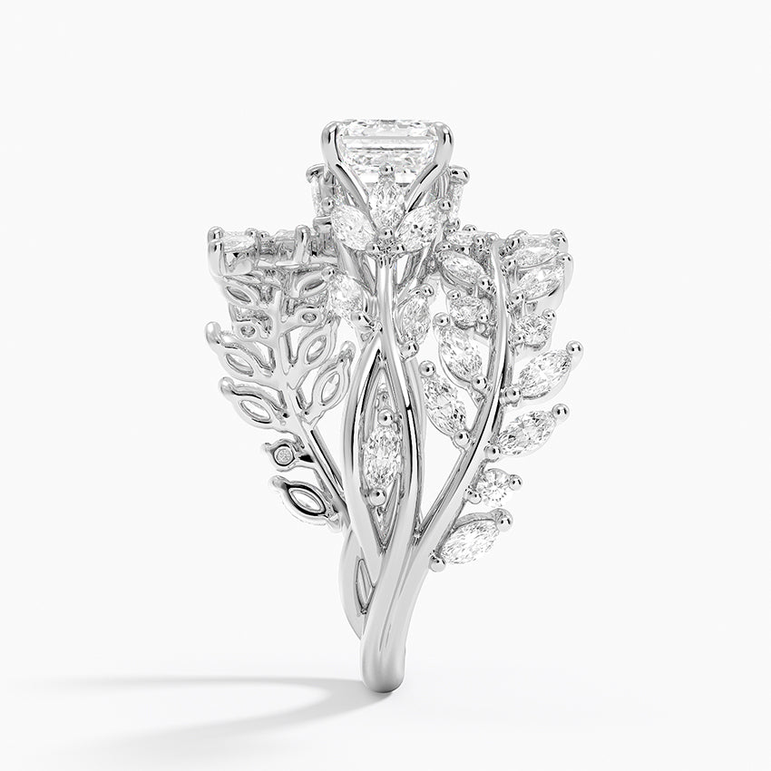 Secret Garden Wrap Diamond Ring Platinum Asscher Engagement Ring