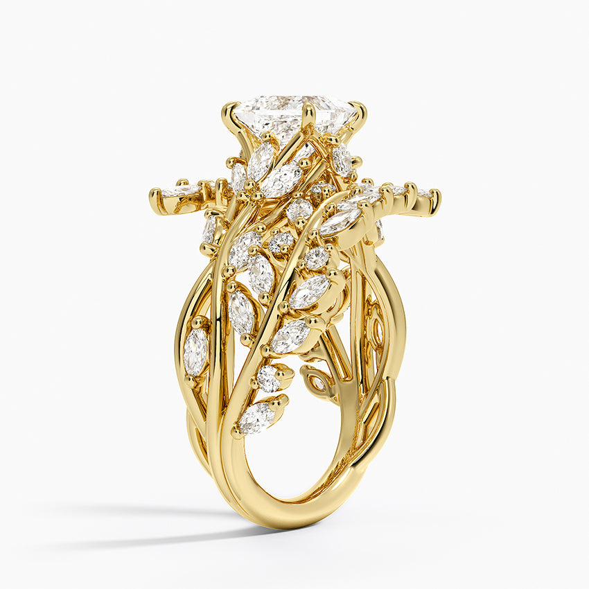 Secret Garden Wrap Diamond Ring Yellow Gold 18k Princess Engagement Ring