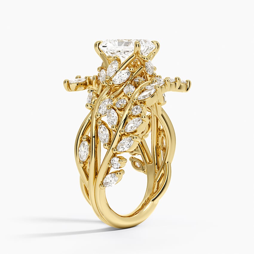 Secret Garden Wrap Diamond Ring Yellow Gold 18k Radiant Engagement Ring