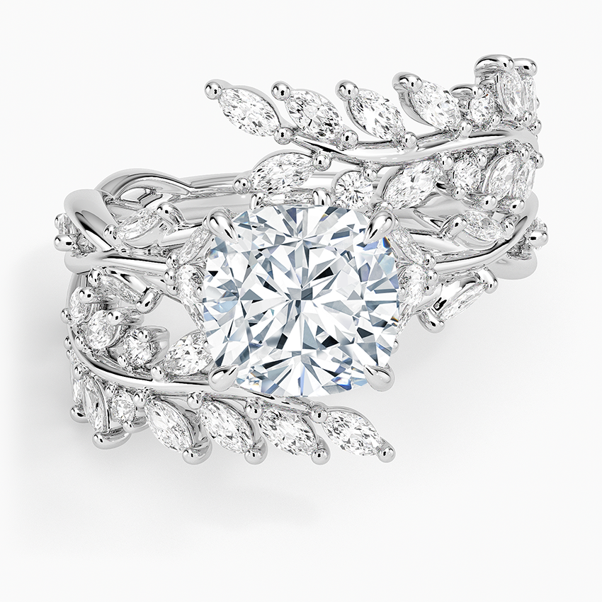 Secret Garden Wrap Diamond Ring Platinum Cushion Engagement Ring