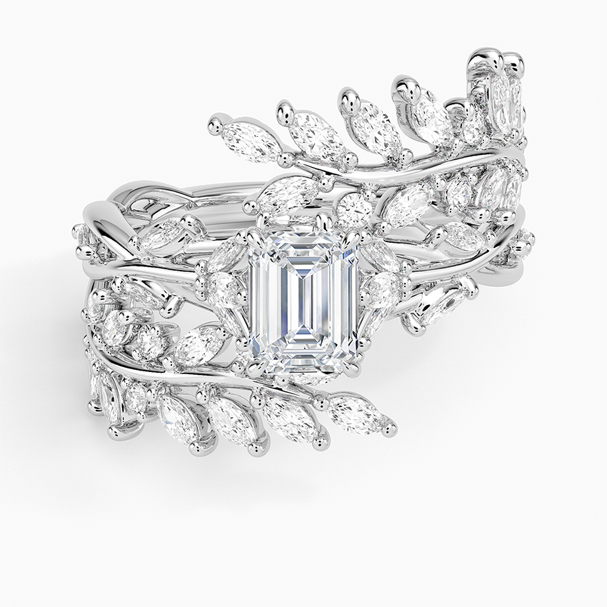 Secret Garden Wrap Diamond Ring Platinum Emerald Engagement Ring