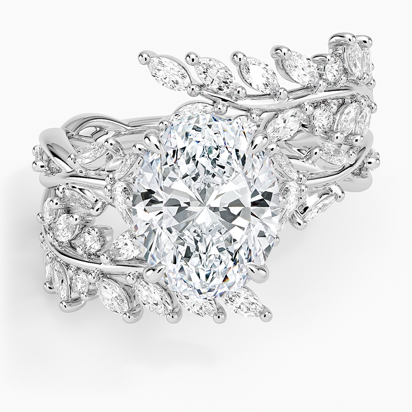 Secret Garden Wrap Diamond Ring Platinum Oval Engagement Ring