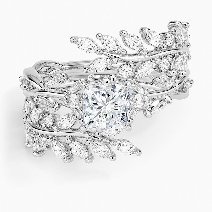 Secret Garden Wrap Diamond Ring Platinum Princess Engagement Ring
