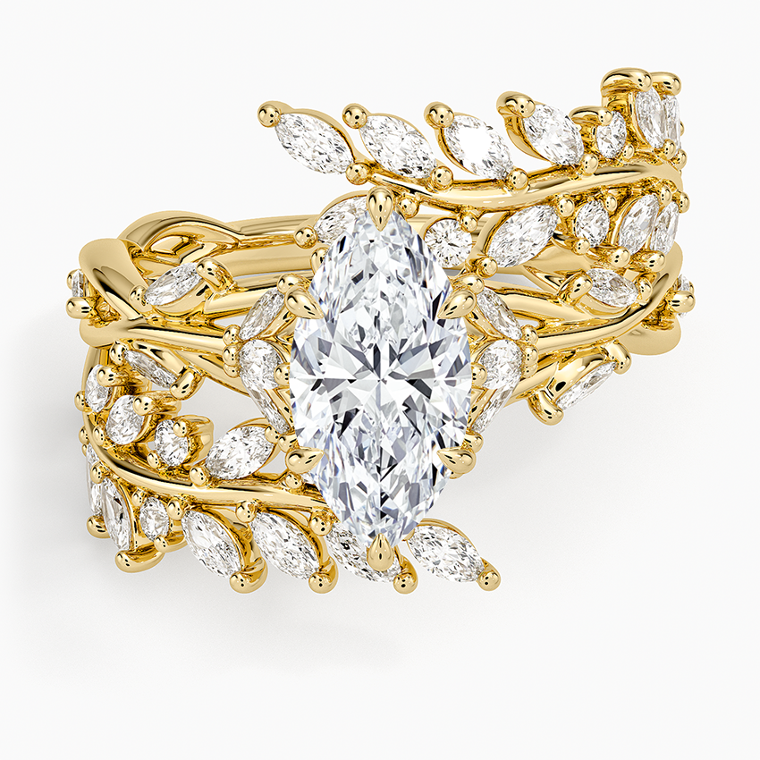 Secret Garden Wrap Diamond Ring Yellow Gold 18k Marquise Engagement Ring