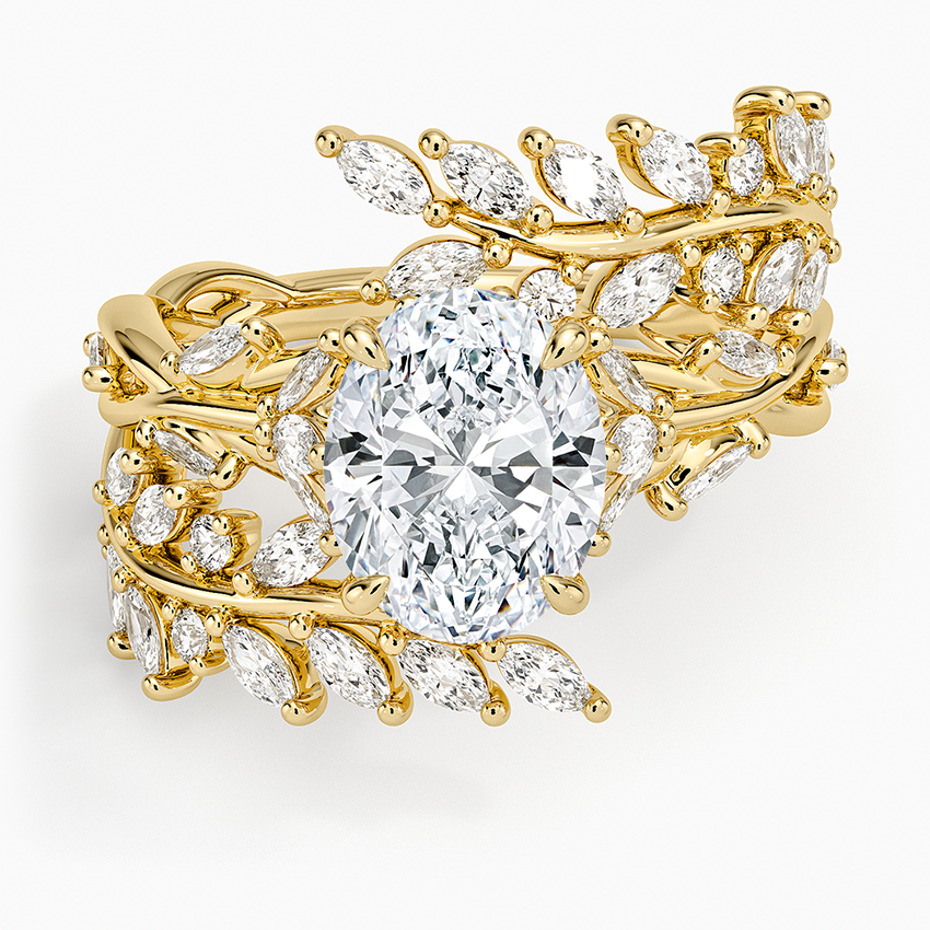 Secret Garden Wrap Diamond Ring Yellow Gold 18k Oval Engagement Ring